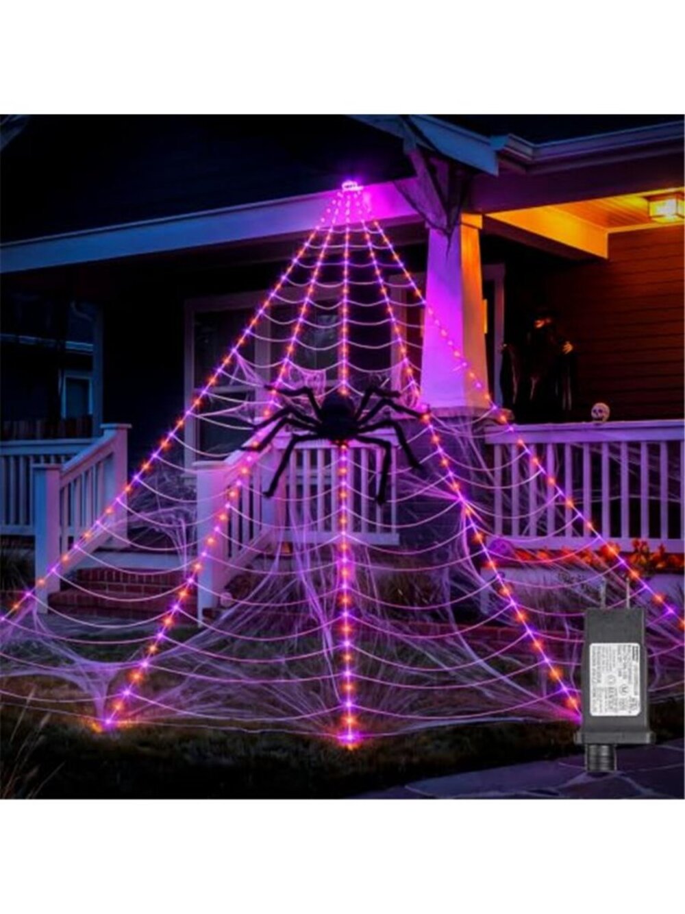 Halloween Decorations Outdoor, 255-LED Giant Spider Web Lights